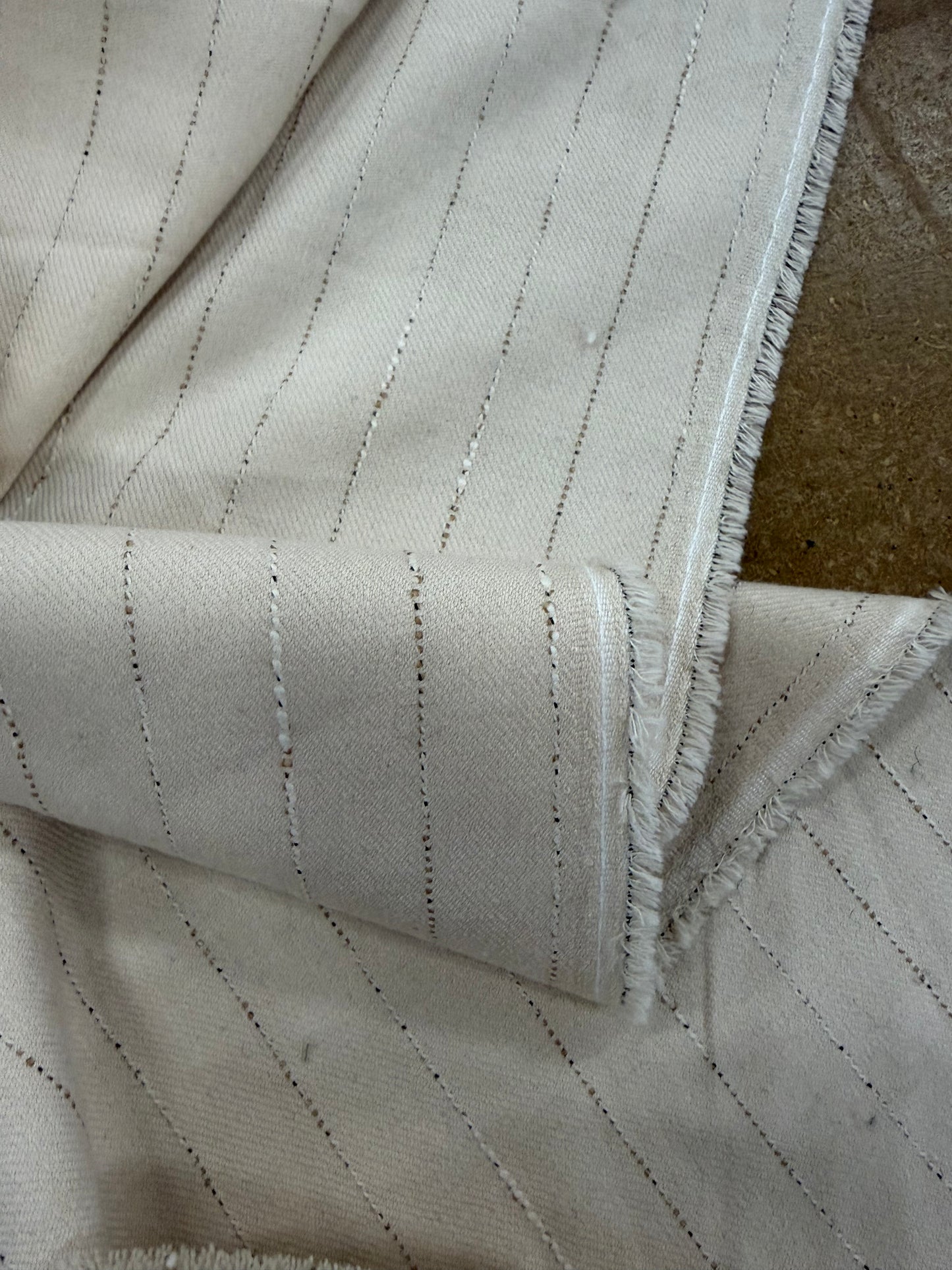 HAGRID 009 ecru striped stretch suiting fabric
