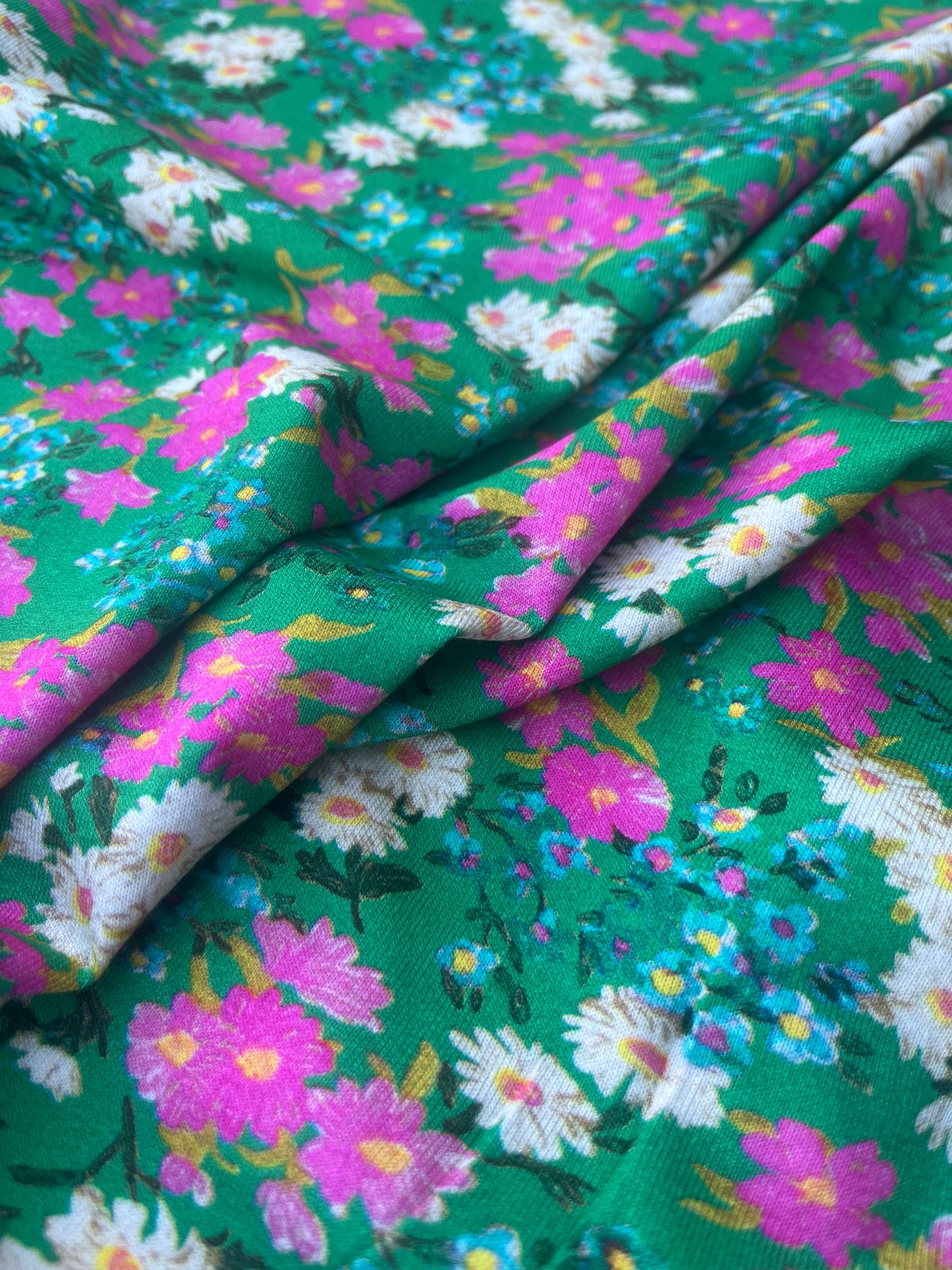 FIORELLA 001 jersey viscose elasthane green flowerfield