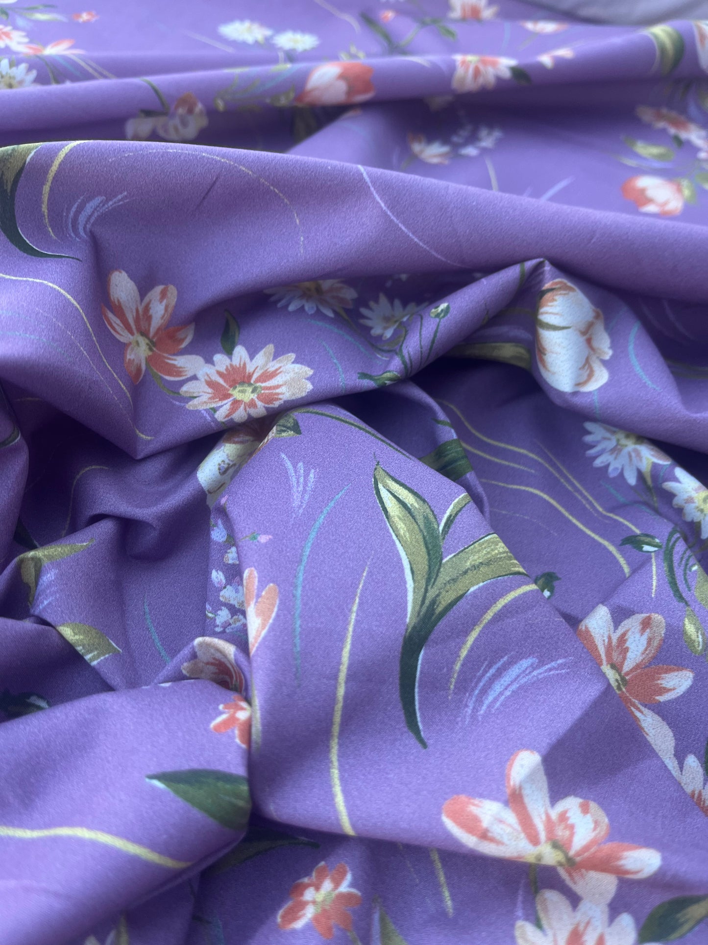FIORELLA 004 poplin stretch lilac wild flowers