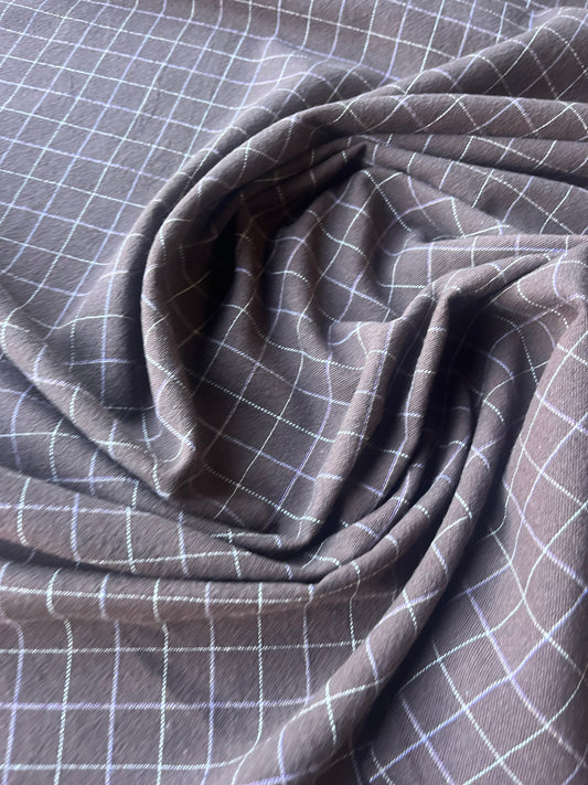 Alessandro 026 cotton linen check brown/ecru/lilas