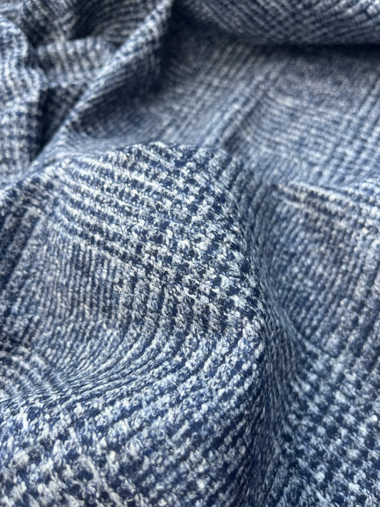 WOOLY 001 Wool jersey small check navy/grey