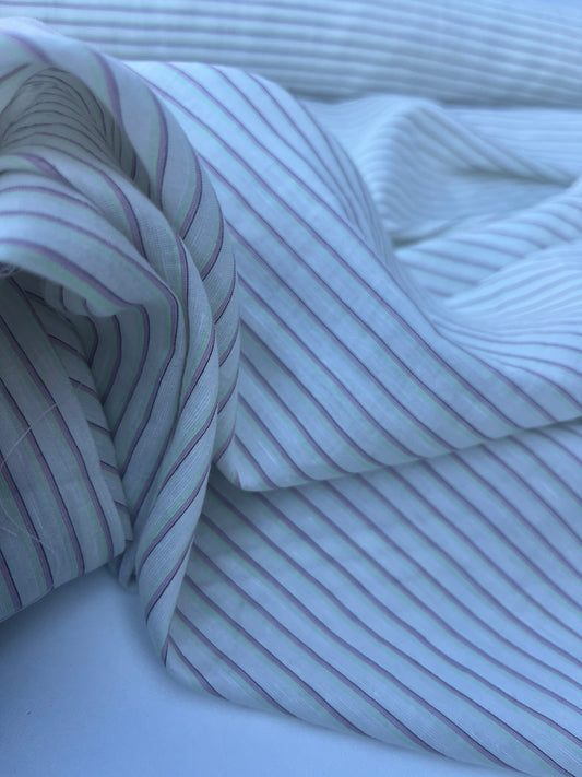 FIORELLA 006 cotton shirting stripes white/pink/fluo green