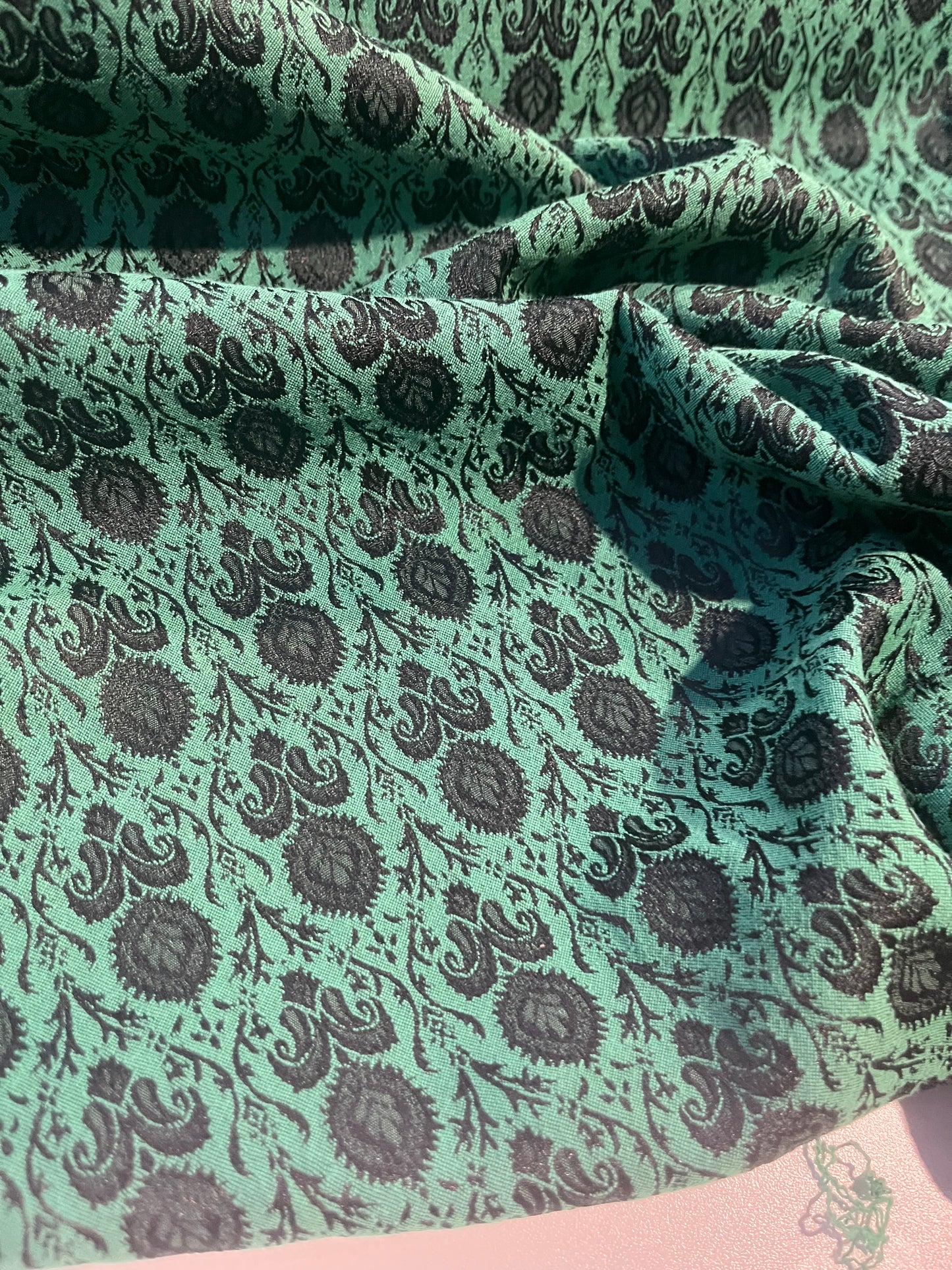 BRIAN 025 cotton stretch jacquard green flower