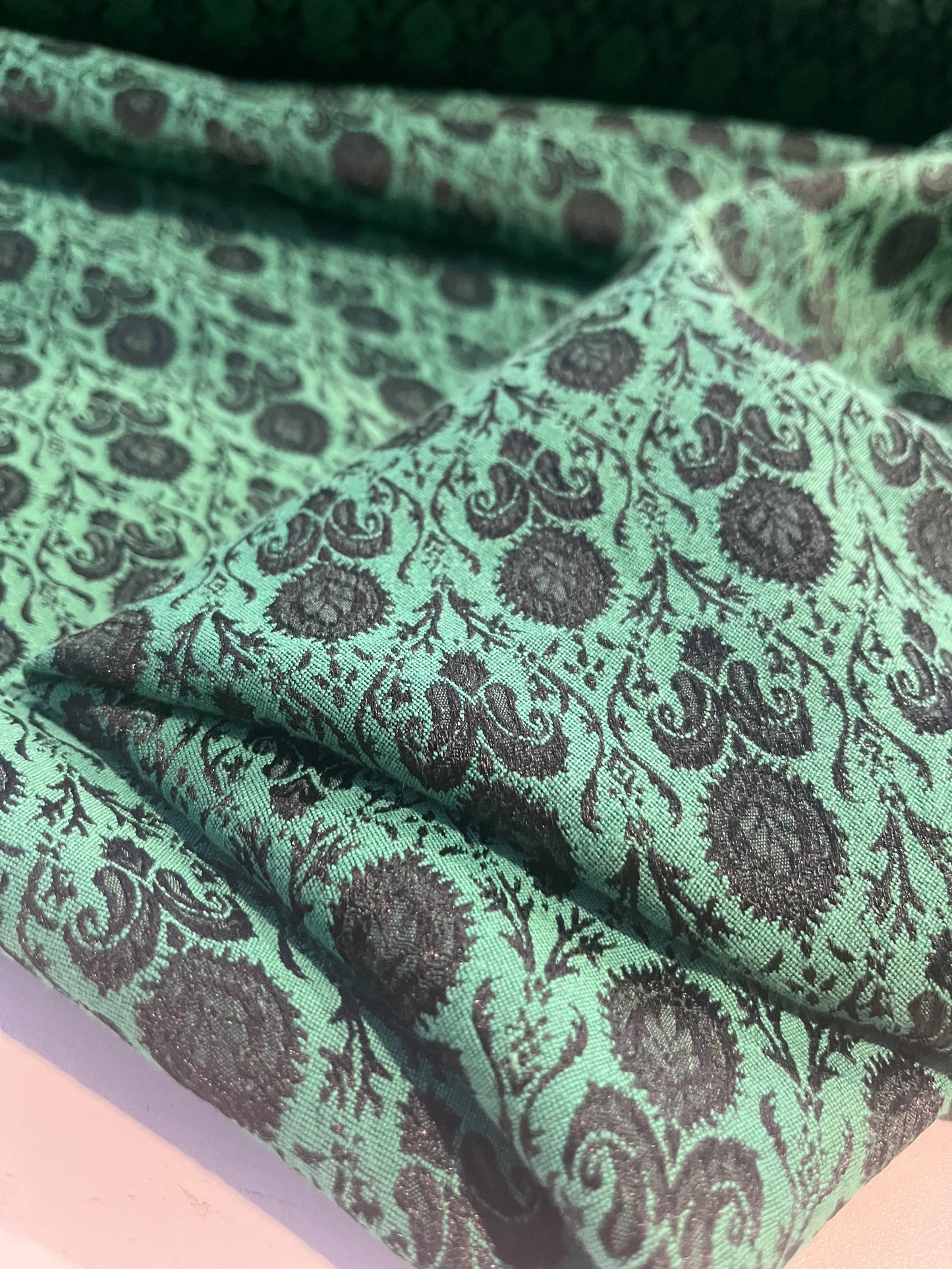 BRIAN 025 cotton stretch jacquard green flower