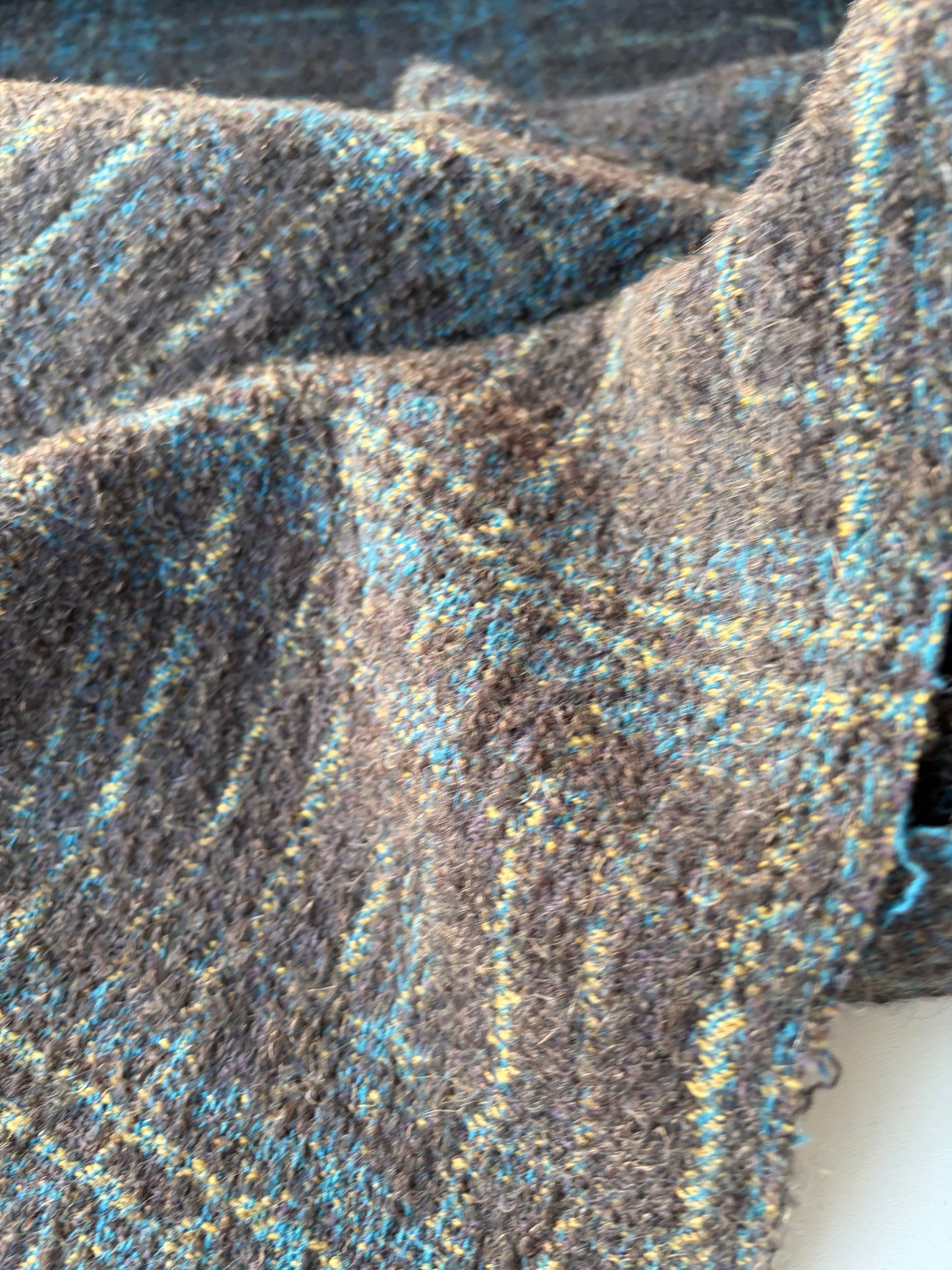 MOE 042 nbrown/petrol checkered heavy boiled wool