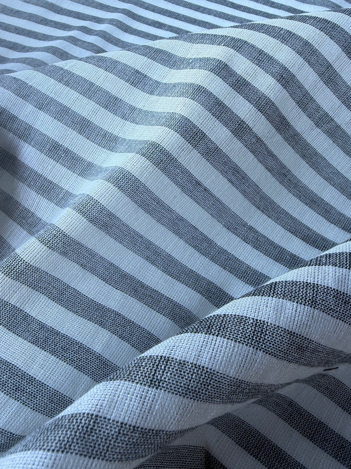 JOS 031 cotton linen stripes black/naturel