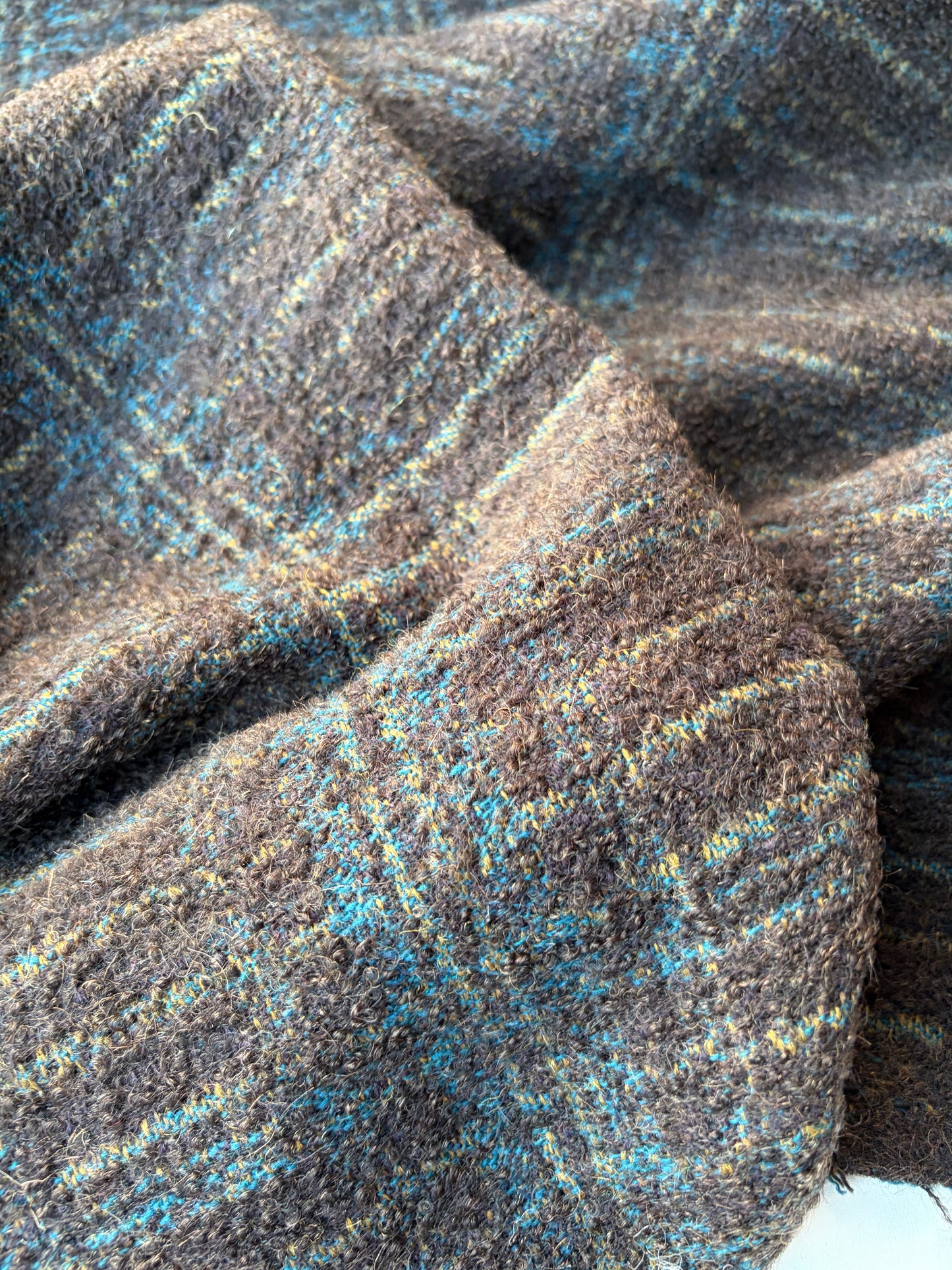 MOE 042 nbrown/petrol checkered heavy boiled wool