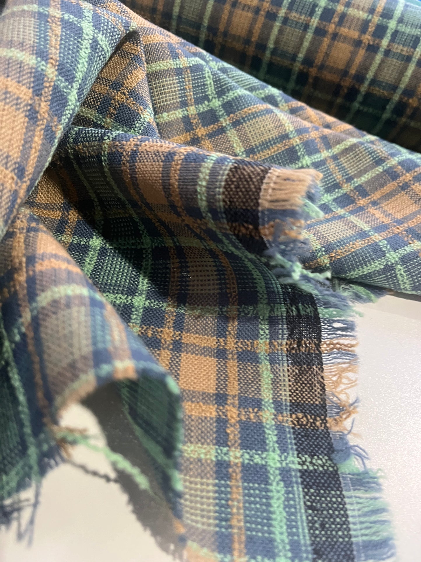 BRIAN 029 cotton check sand/emerald