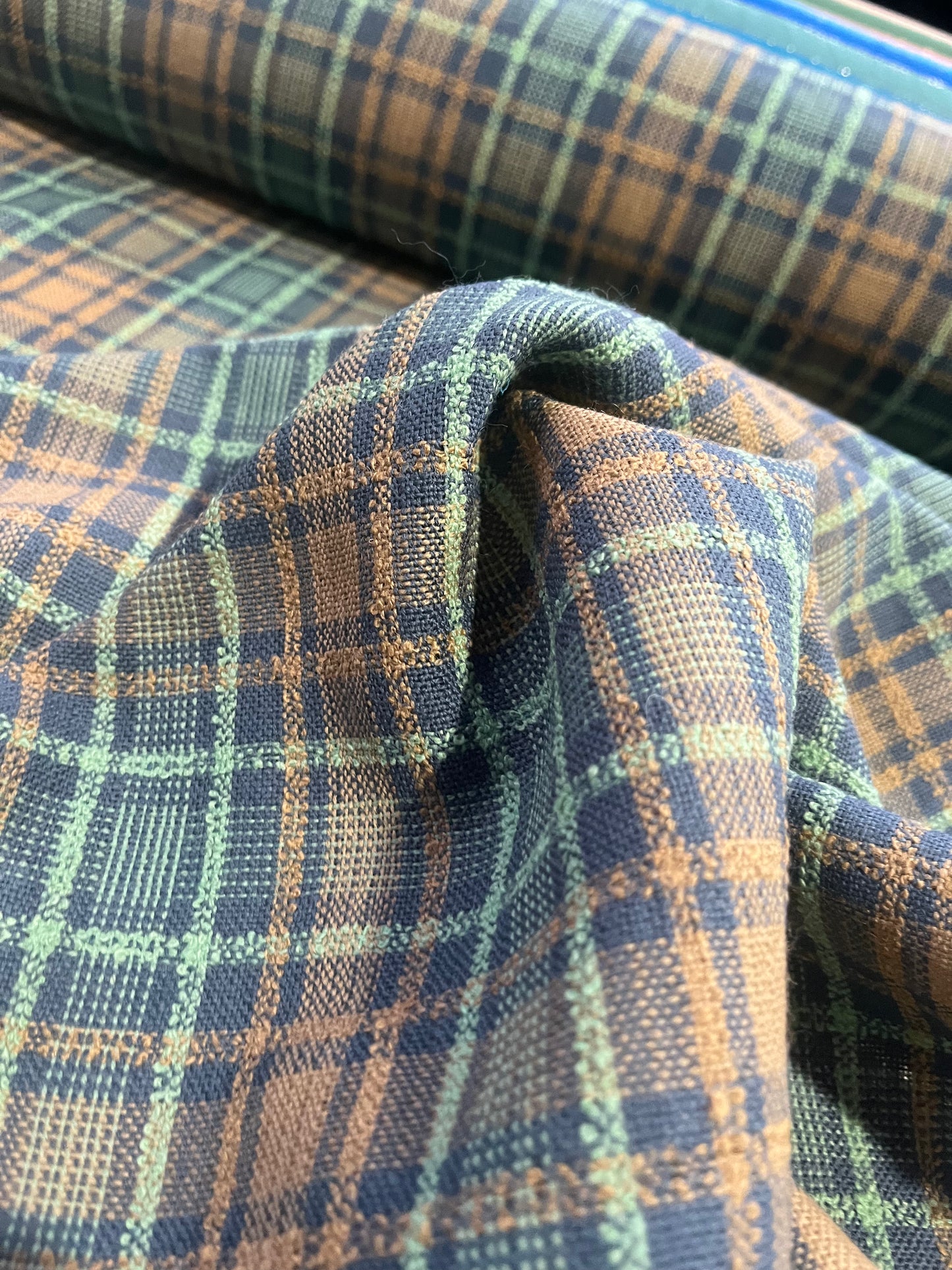 BRIAN 029 cotton check sand/emerald