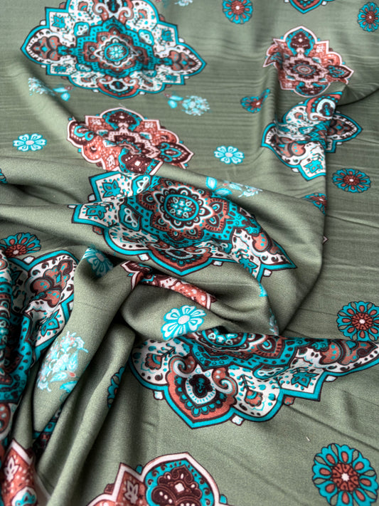 FLORIAN 002 viscose satin medaillion print