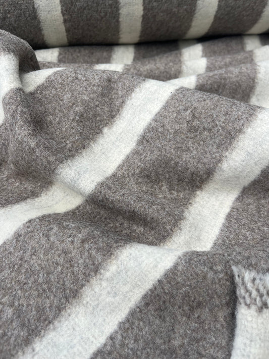 WOOLY 013 boiled wool stripe ecru/taupe