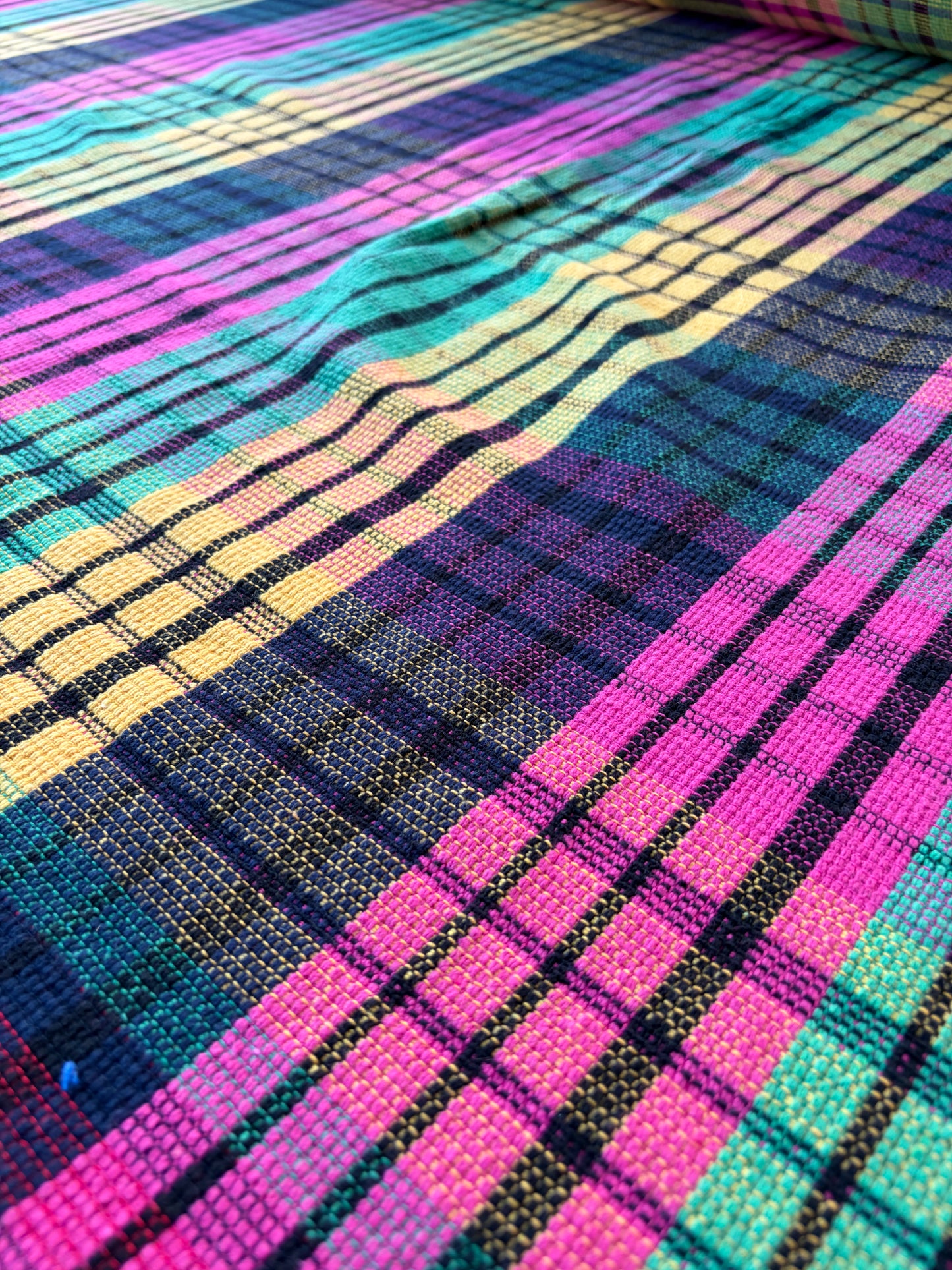 MOE 049 fuchsia/yellow/green checkered heavy cotton