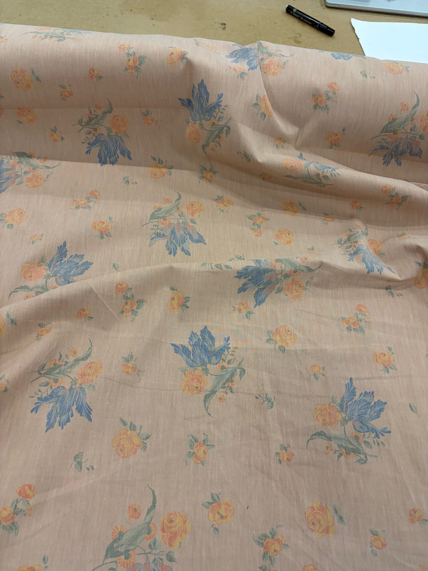 HAGRID 032soft salmon printed  cotton bachette