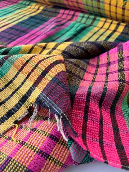 PC MOE 049 fuchsia/yellow/green checkered heavy cotton