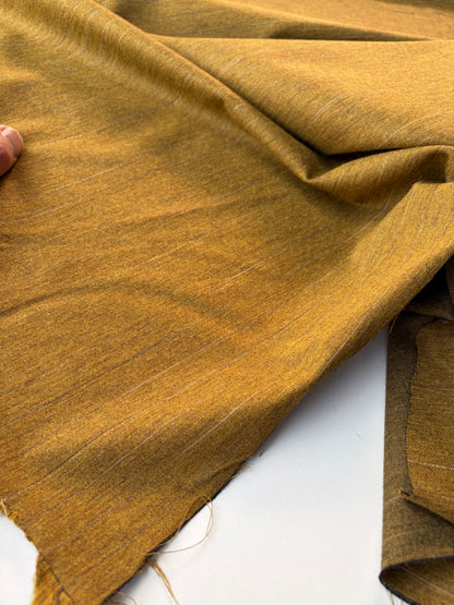 PC MOE 051 lurex striped mustard suiting fabric