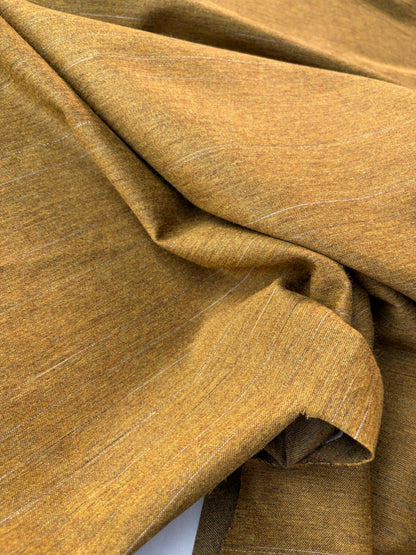 PC MOE 051 lurex striped mustard suiting fabric