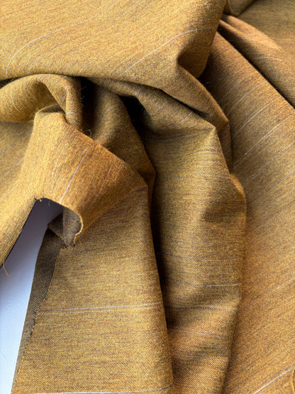 PC MOE 051 lurex striped mustard suiting fabric