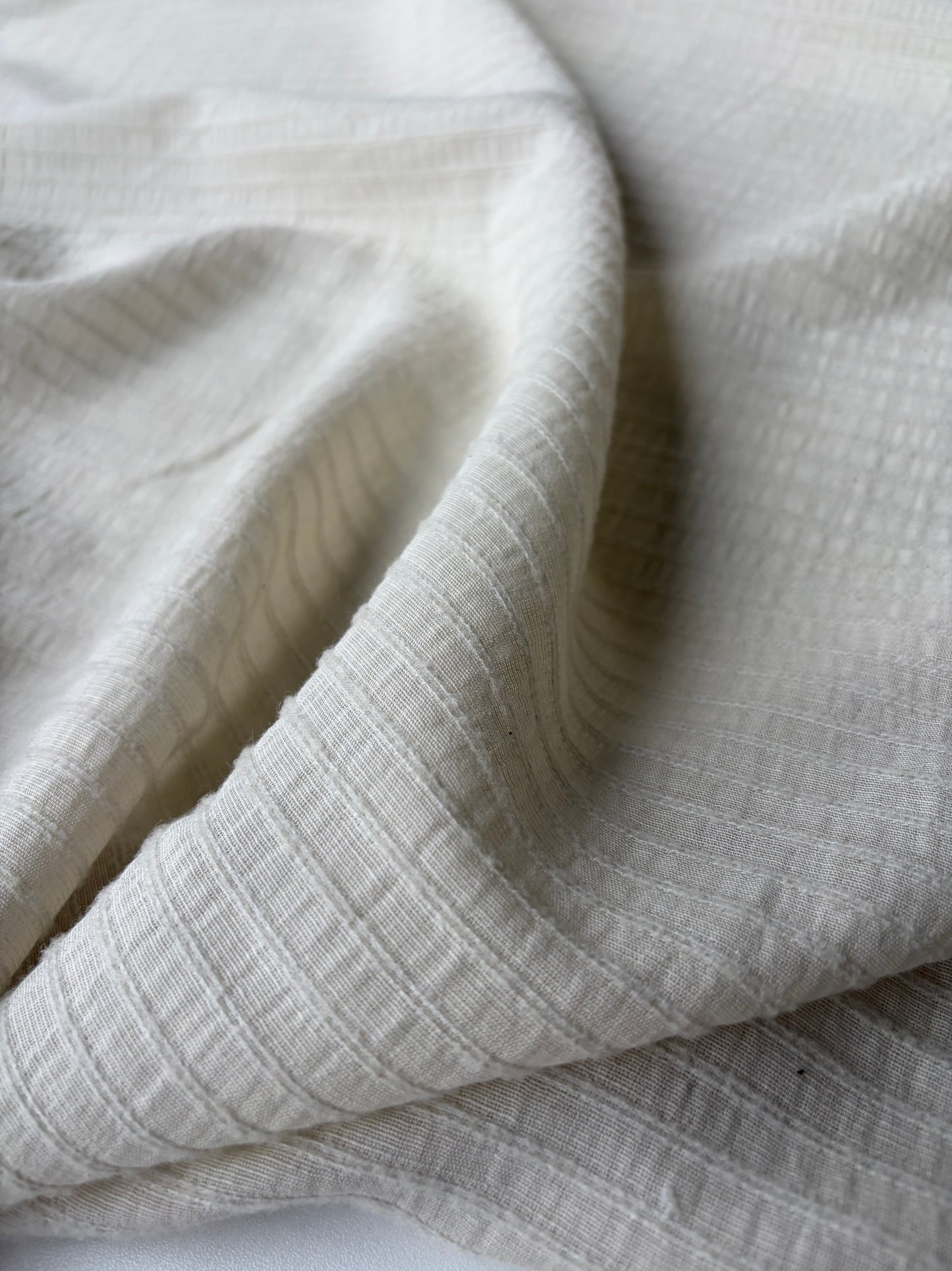 FLORIAN 010 cotton gaze stripes ecru XL