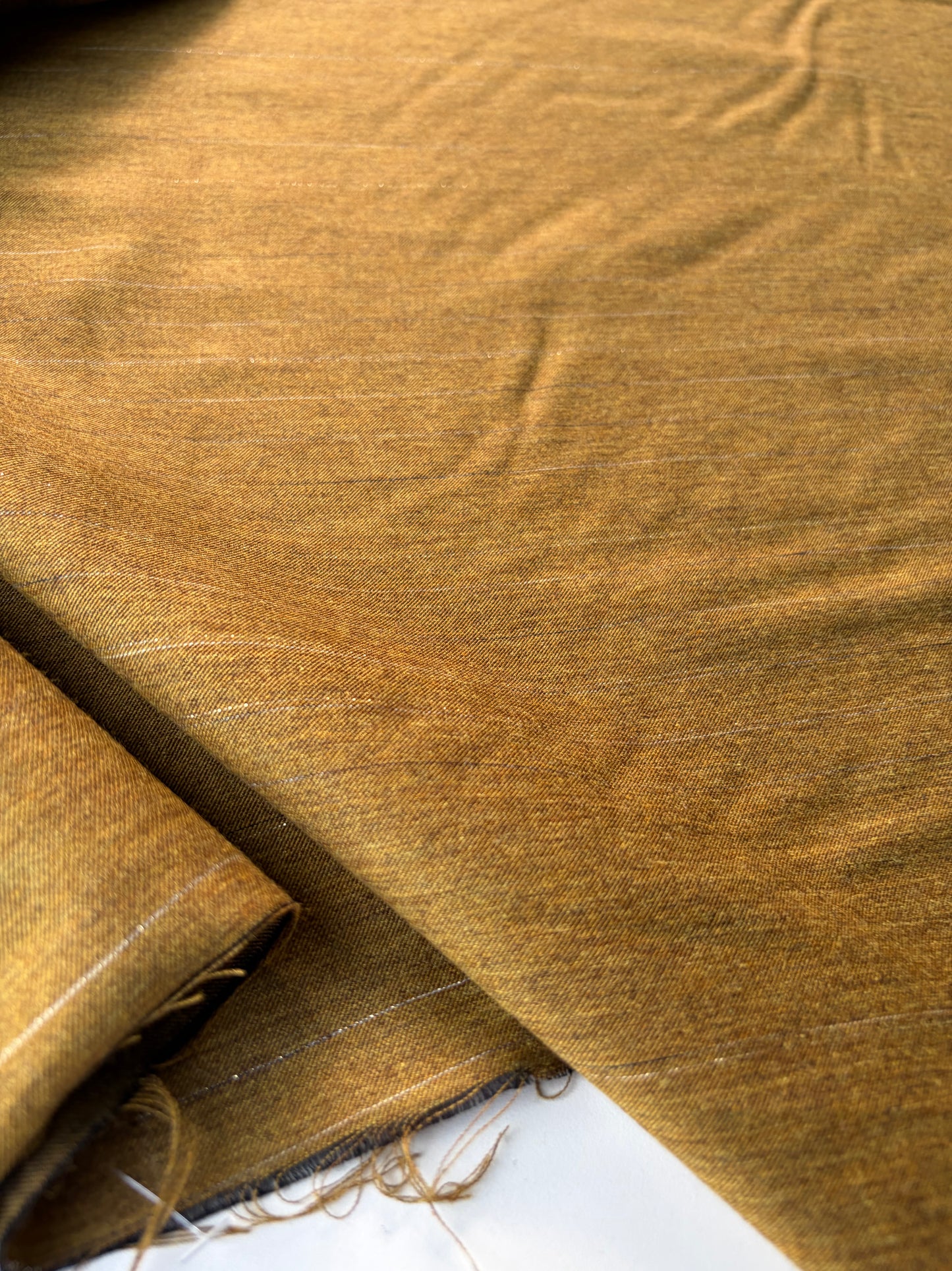 MOE 051 lurex striped mustard suiting fabric