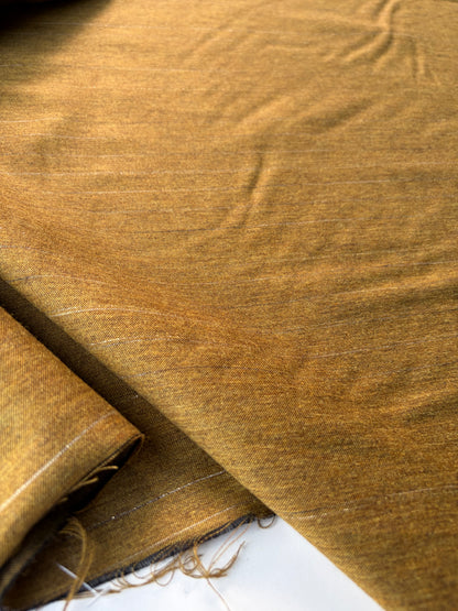 PC MOE 051 lurex striped mustard suiting fabric