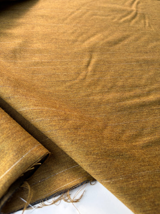 MOE 051 lurex striped mustard suiting fabric