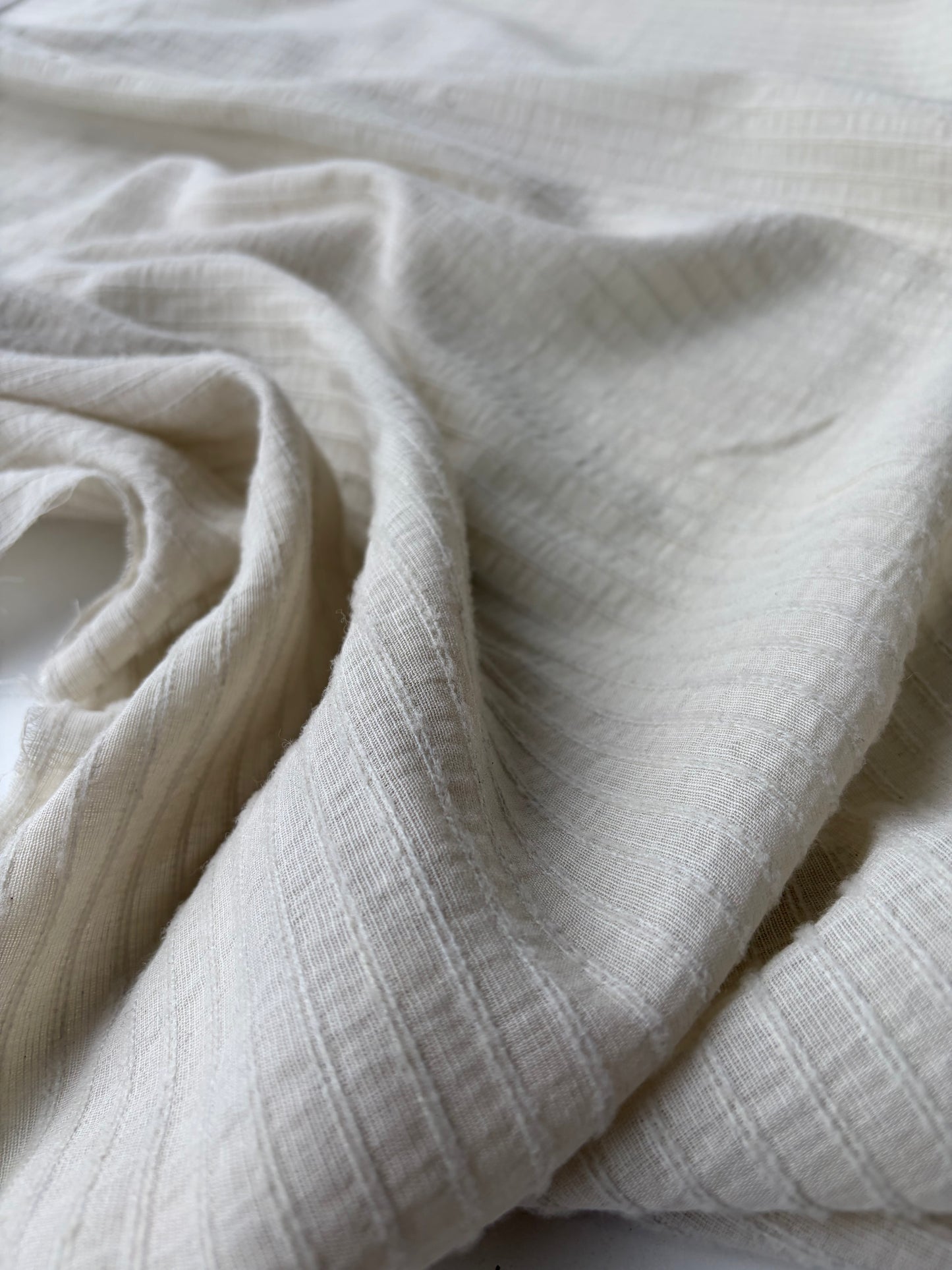 FLORIAN 010 cotton gaze stripes ecru XL