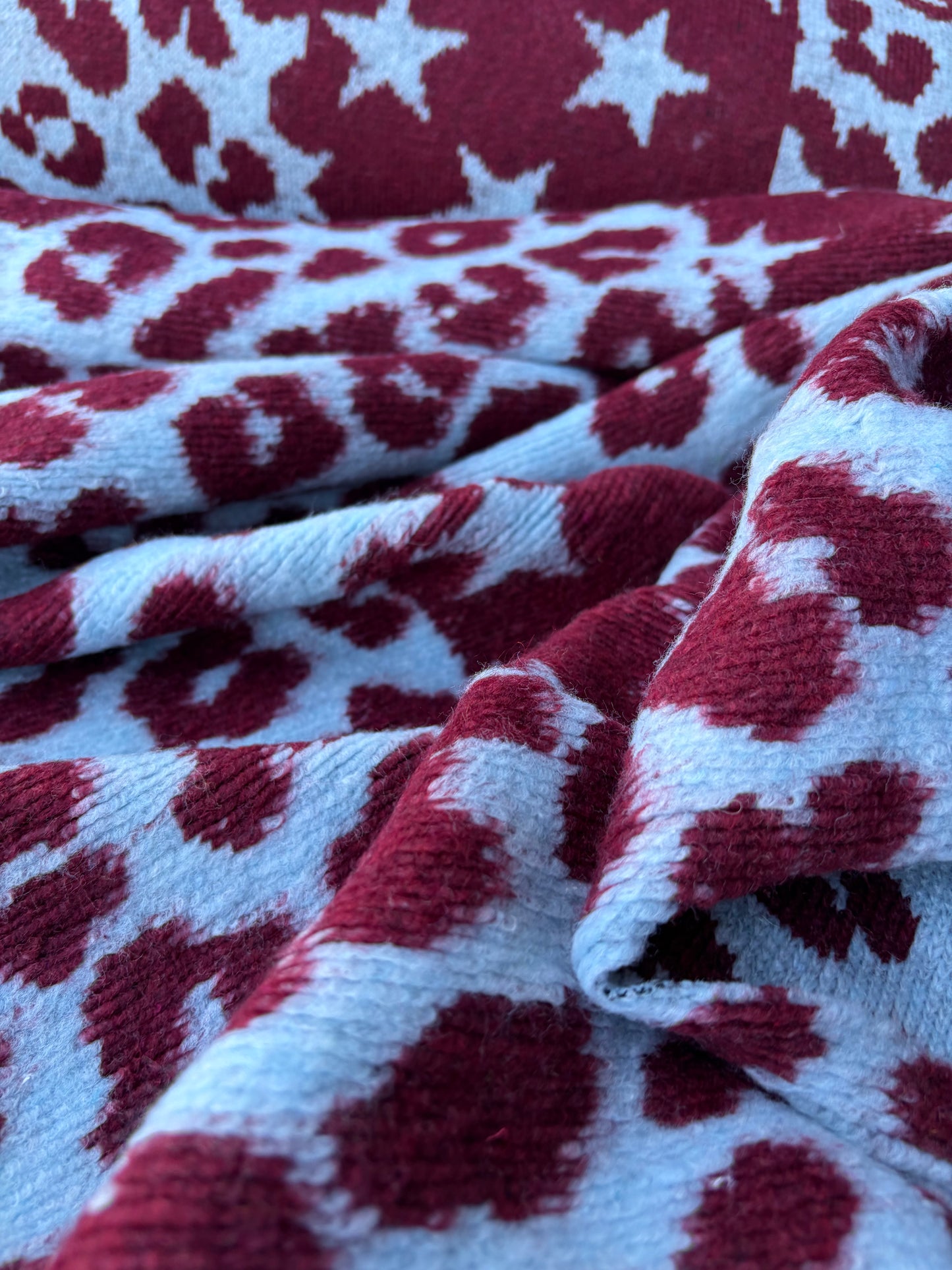 TODD 002 light blue/burgundy  animalier heavy boiled wool