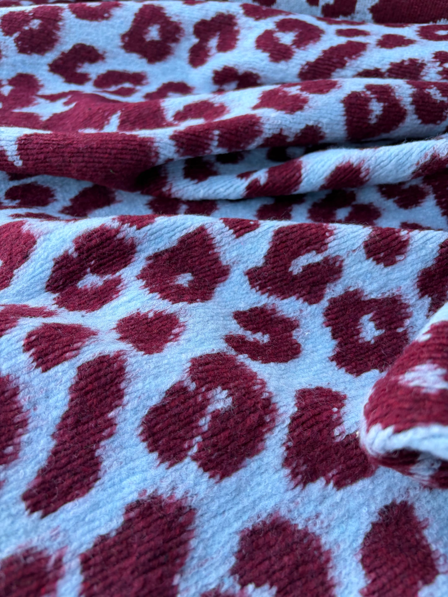 TODD 002 light blue/burgundy  animalier heavy boiled wool