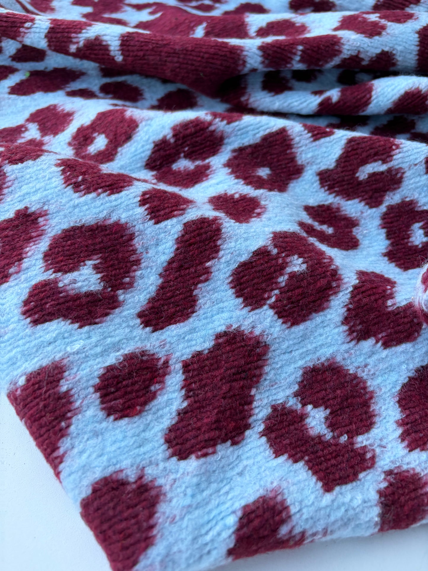 TODD 002 light blue/burgundy  animalier heavy boiled wool