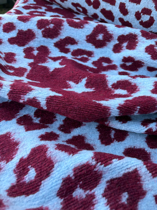 TODD 002 light blue/burgundy  animalier heavy boiled wool