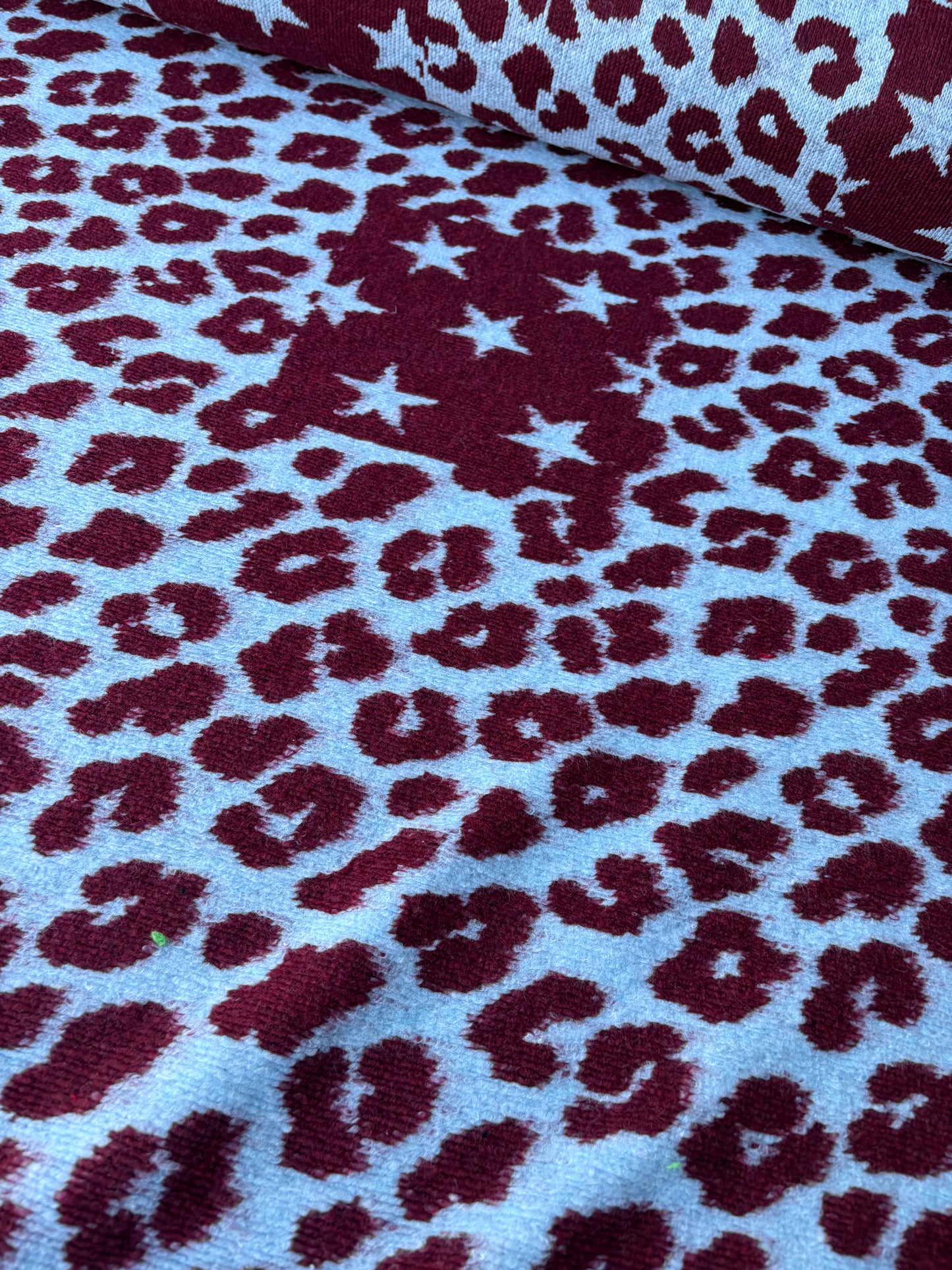 TODD 002 light blue/burgundy  animalier heavy boiled wool