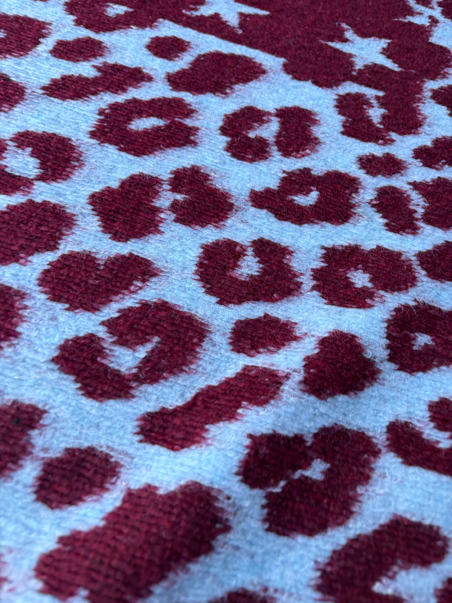 TODD 002 light blue/burgundy  animalier heavy boiled wool