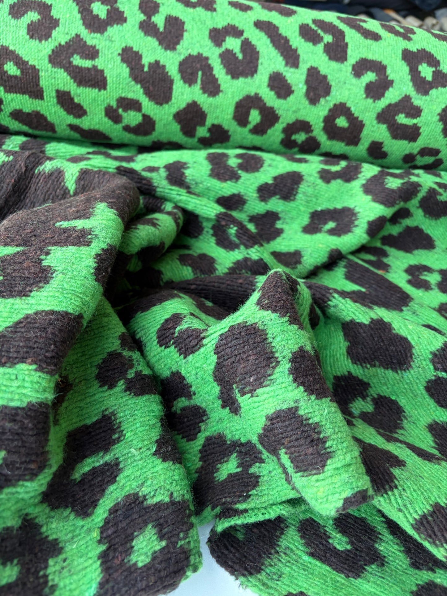 TODD 008 light/dark green  animalier heavy boiled wool