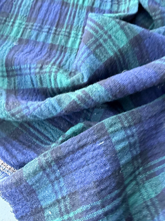 TODD 013 blackwatch check seersucker wool drape