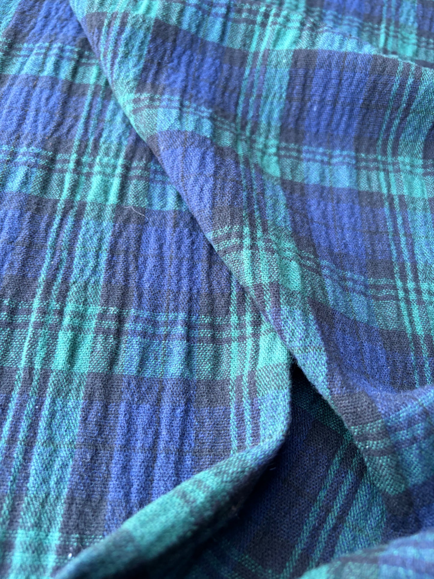 TODD 013 blackwatch check seersucker wool drape