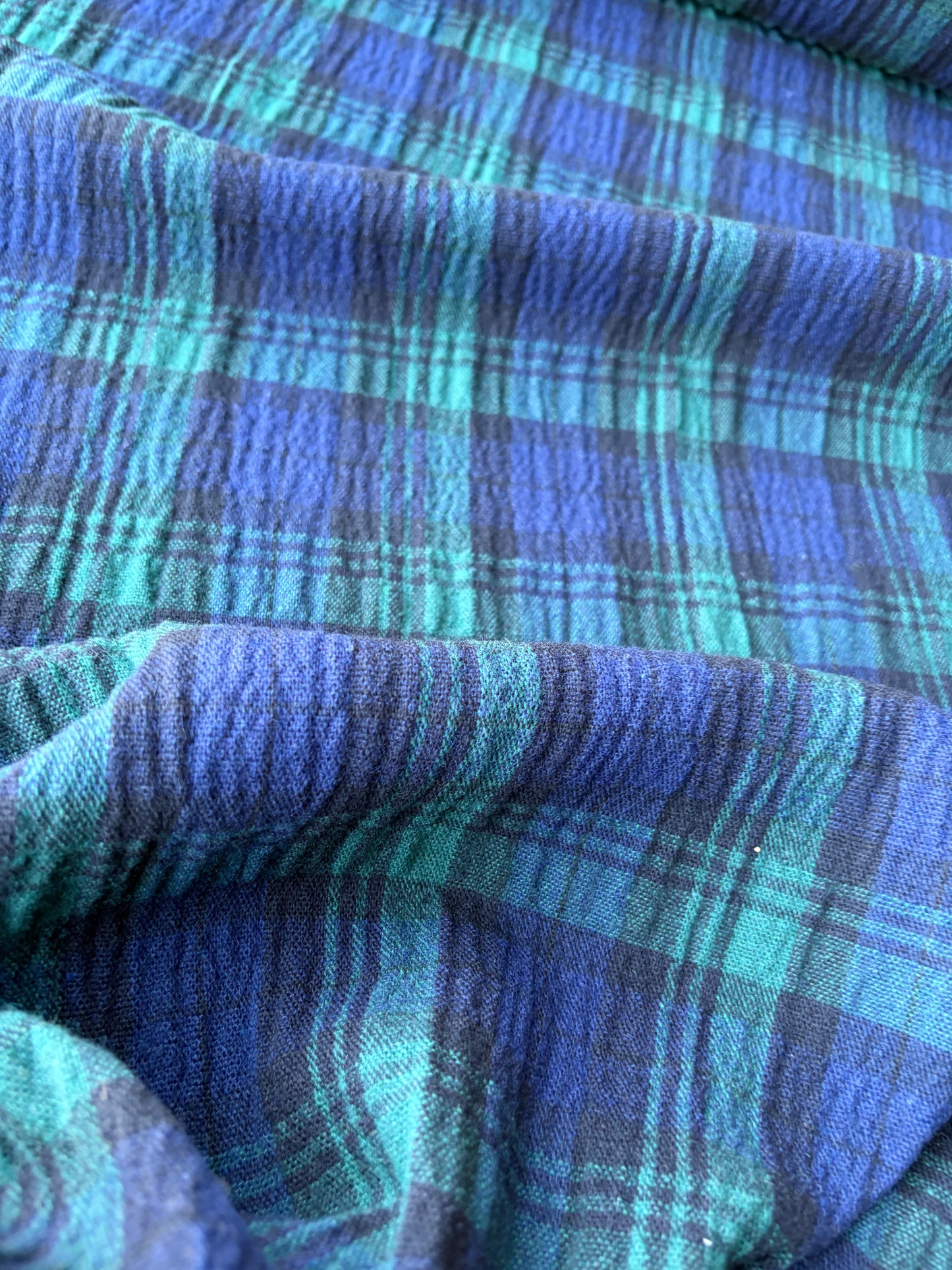 TODD 013 blackwatch check seersucker wool drape