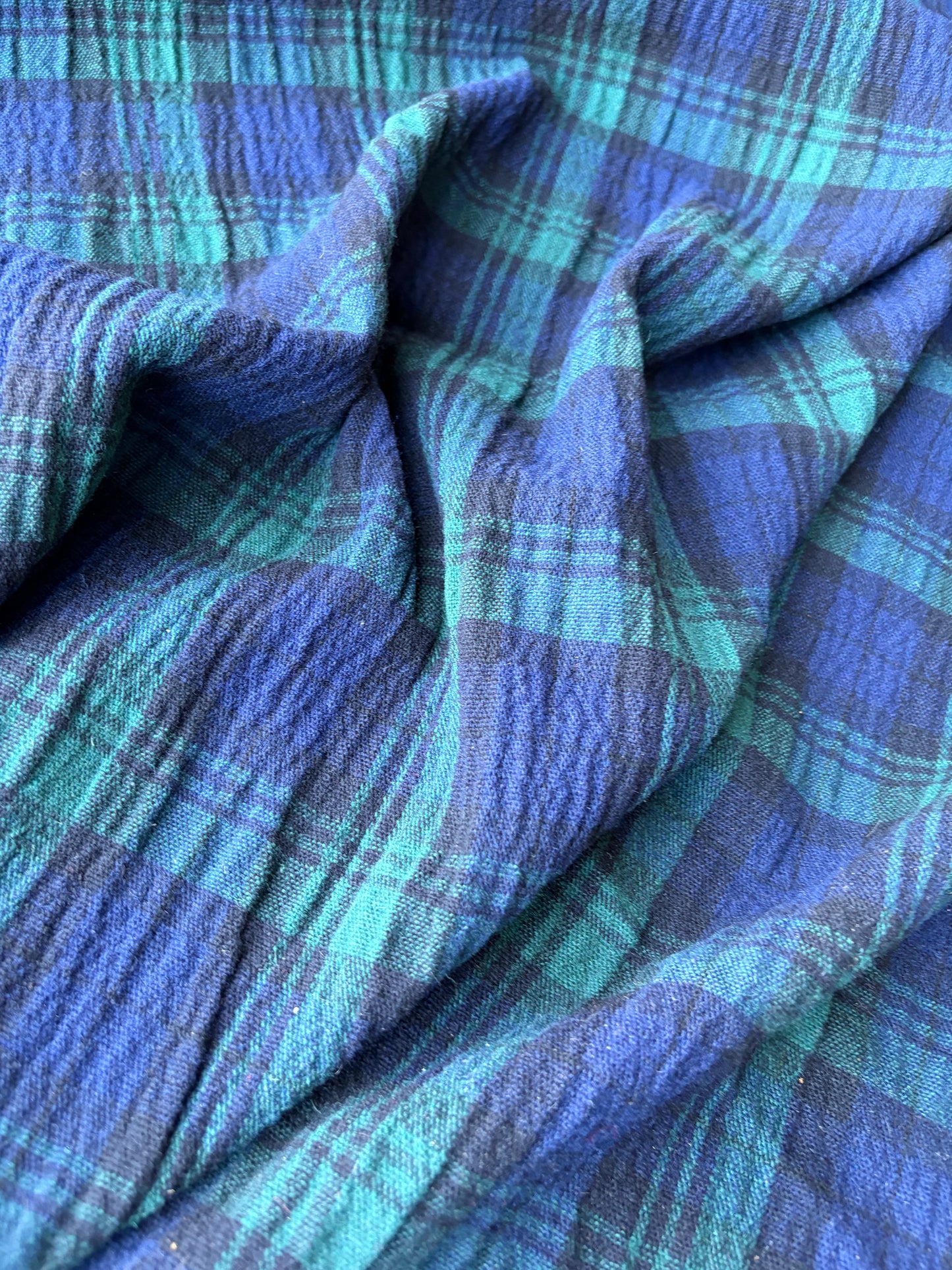 TODD 013 blackwatch check seersucker wool drape