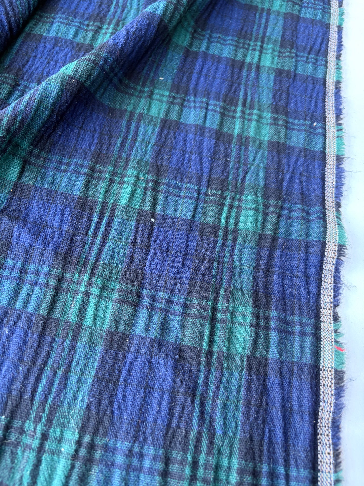 TODD 013 blackwatch check seersucker wool drape