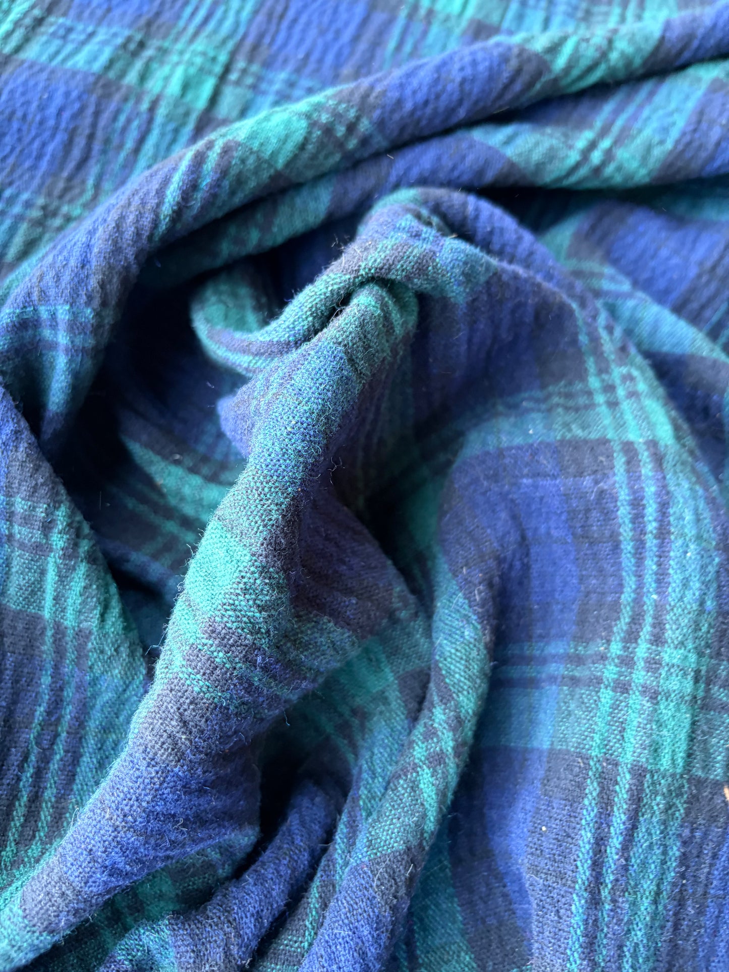 TODD 013 blackwatch check seersucker wool drape