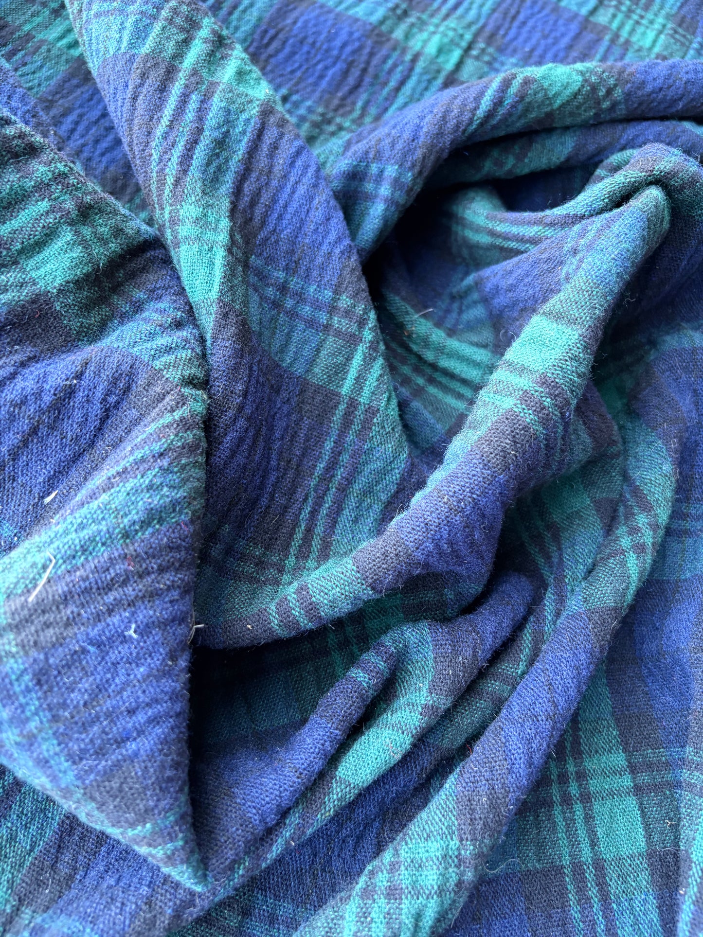 TODD 013 blackwatch check seersucker wool drape