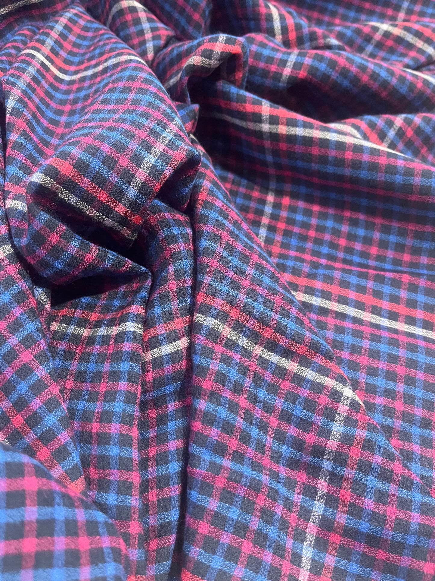 BRIAN 052 cotton check cobalt/fuchsia