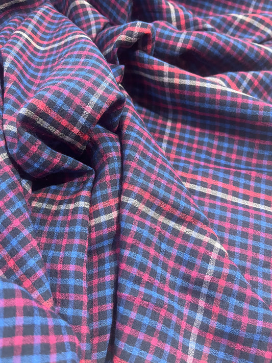 BRIAN 052 cotton check cobalt/fuchsia