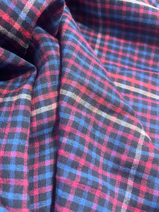 BRIAN 052 cotton check cobalt/fuchsia