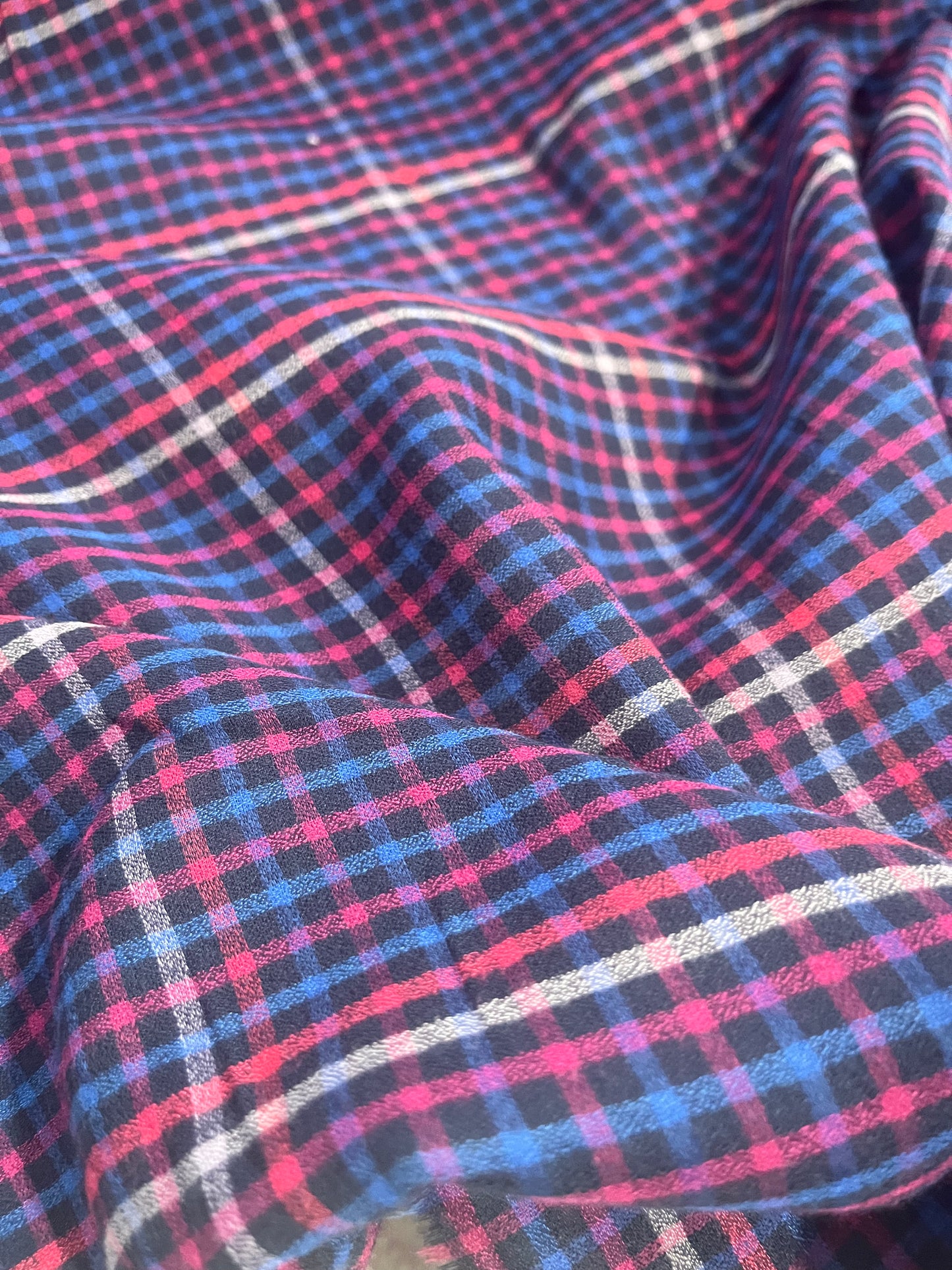 BRIAN 052 cotton check cobalt/fuchsia