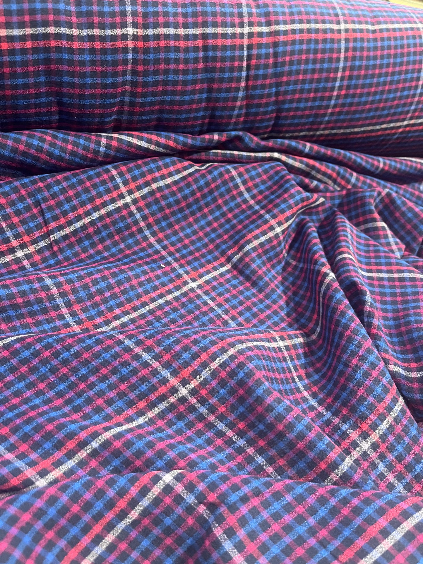 BRIAN 052 cotton check cobalt/fuchsia