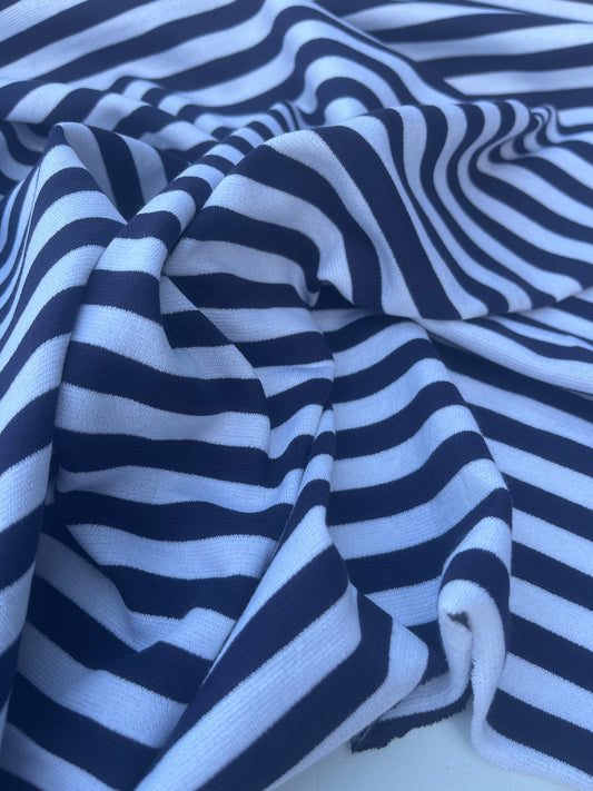 CASIMIR 028 heavy viscose jersey stripes navy/white