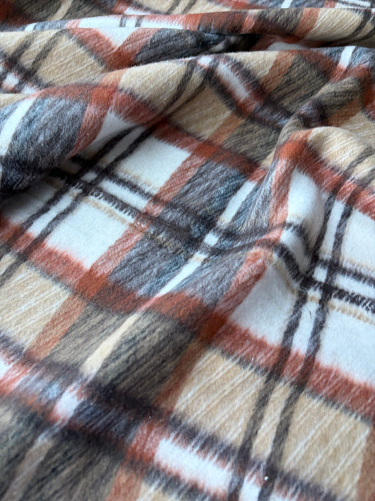 TODD 022 cognac/brown/ecru checkered heavy cotton