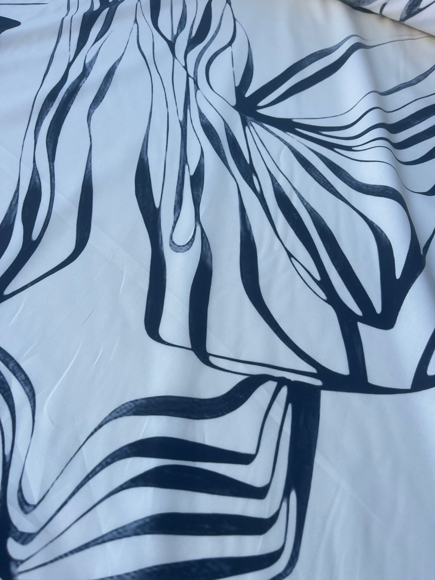 GENTRY 100 poplin stretch ivory/grey leaves