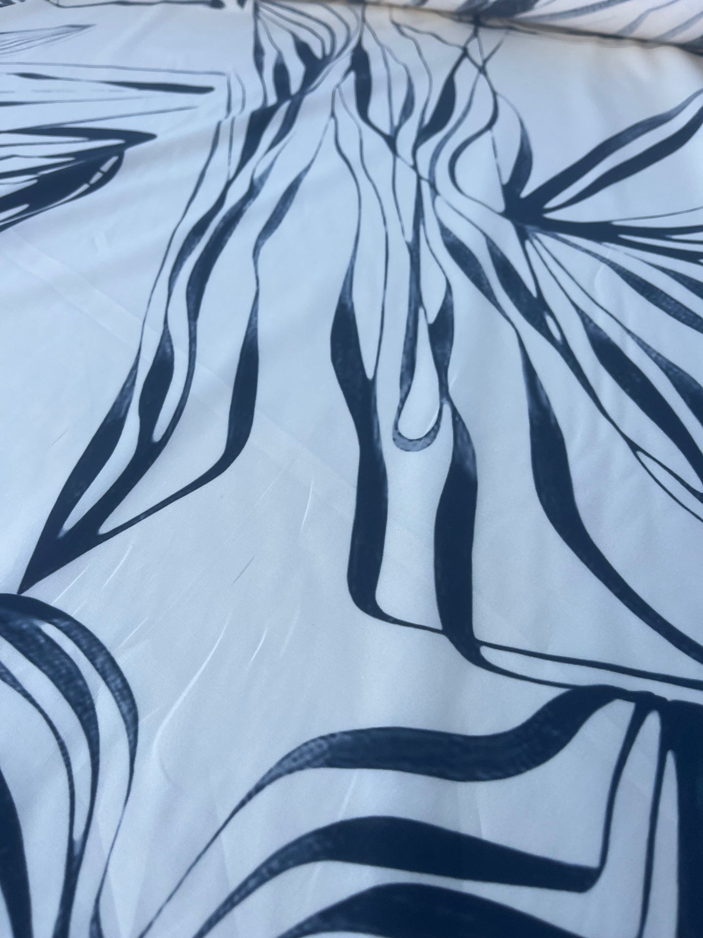 GENTRY 100 poplin stretch ivory/grey leaves