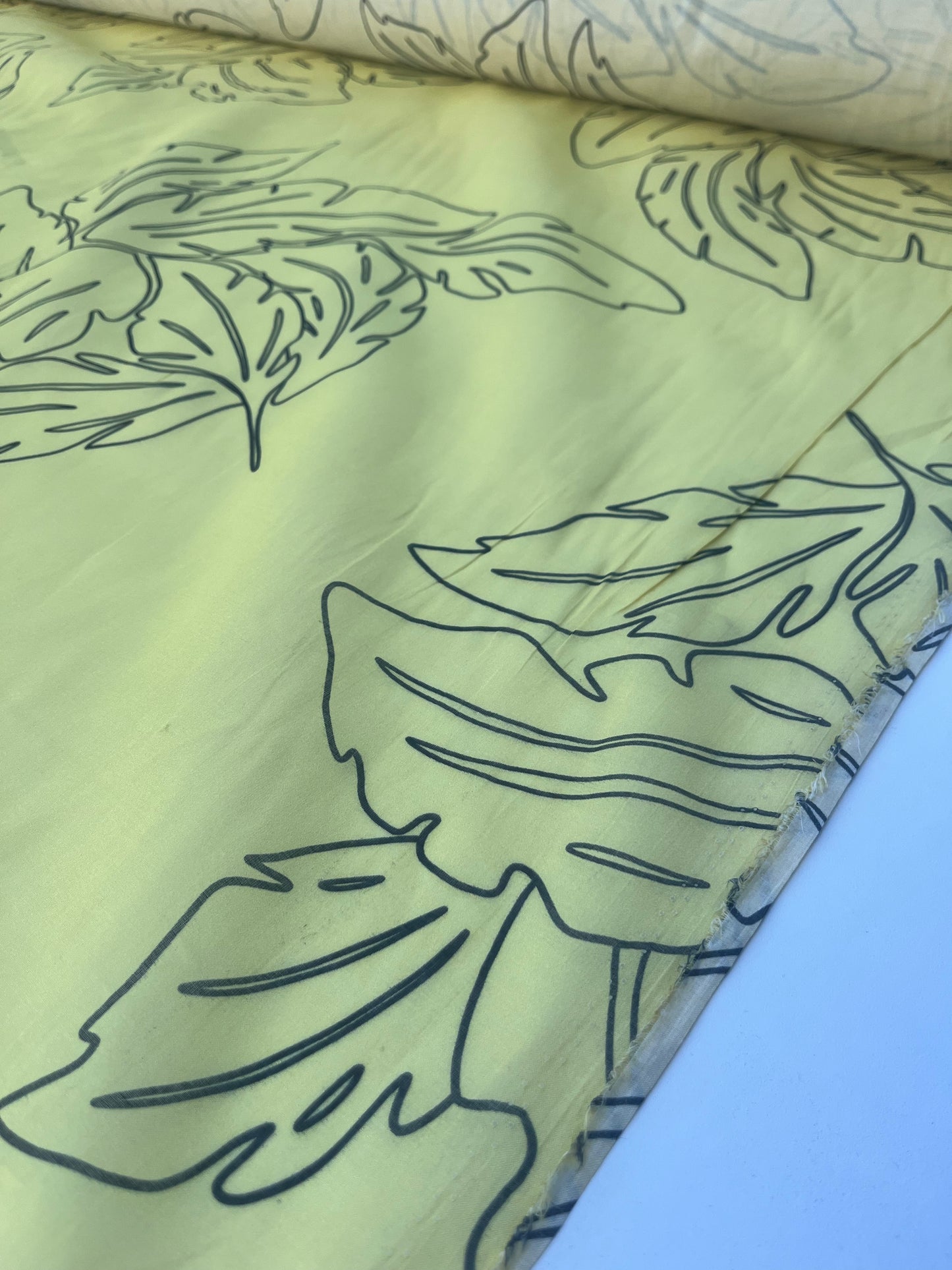 GENTRY 200 cotton/silk organza yellow leaves